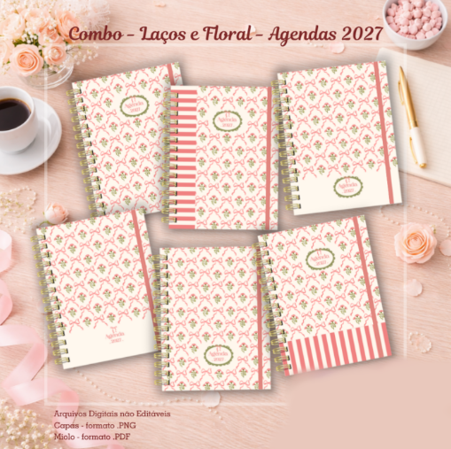 5 - Agenda-2027-Laços-e-flores Agendas 2027 - Encadernação - Imagem 1