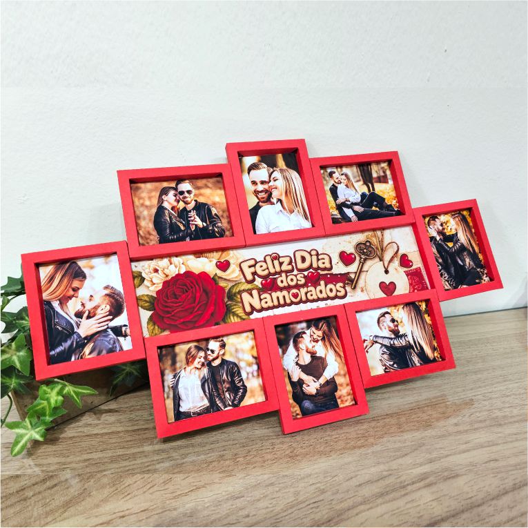 5 - QUADRO COM 8 FOTOS Quadro com 8 fotos grande – Dia dos namorados - Imagem 1