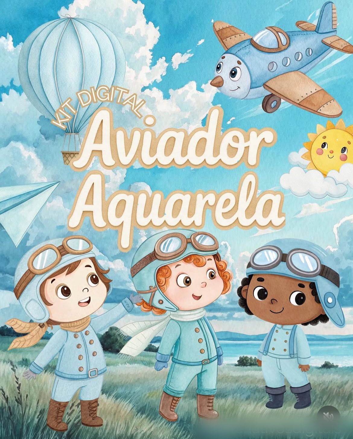 AVIADOR AQUARELA Aviador Aquarela - Kit Digital - Imagem 1