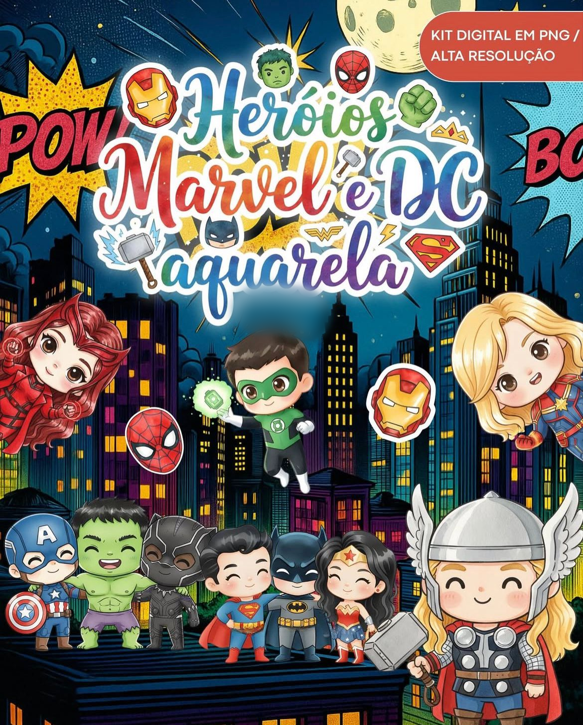HERÓIS AQUARELA Heróis Aquarela - Kit Digital - Imagem 1
