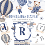 Monogramas Ursinho Azul - Kit Digital