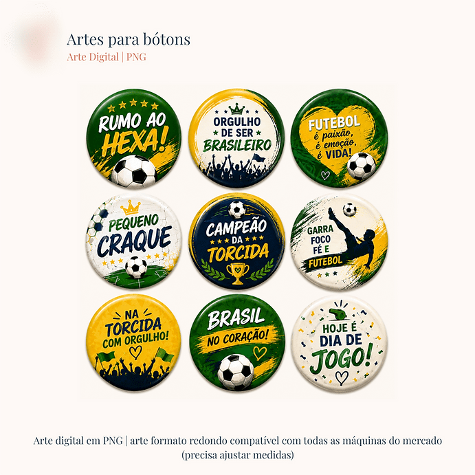 30 - Artes para Bótons- Torcer juntos Arte Botons Copa do Mundo - Mimos - Imagem 1