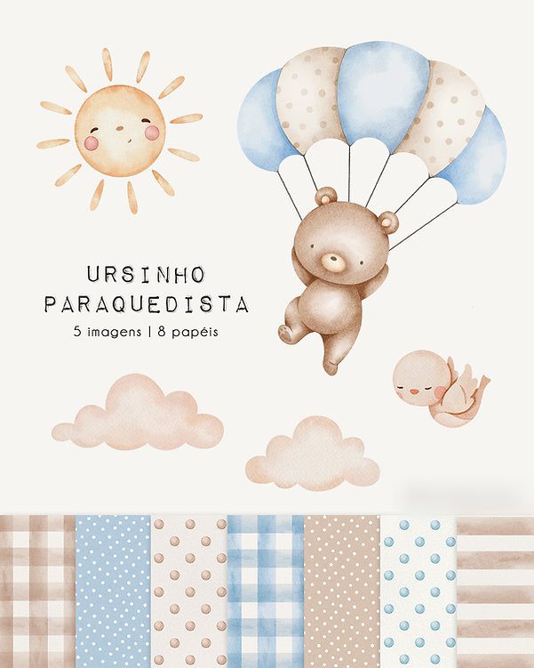 Ursinho Paraquedista Ursinho Paraquedista - Kit Digital - Imagem 1
